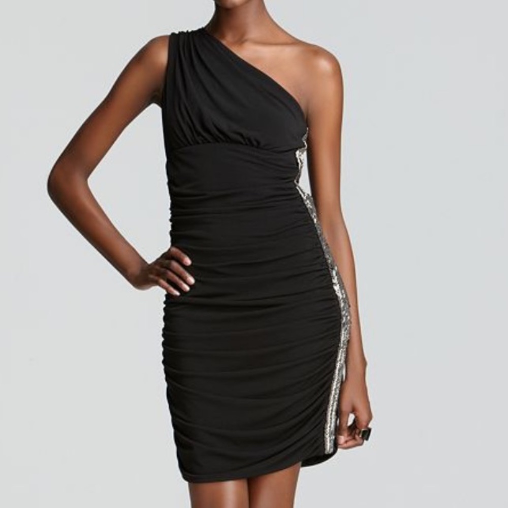 Max and Cleo beaded one shoulder dress